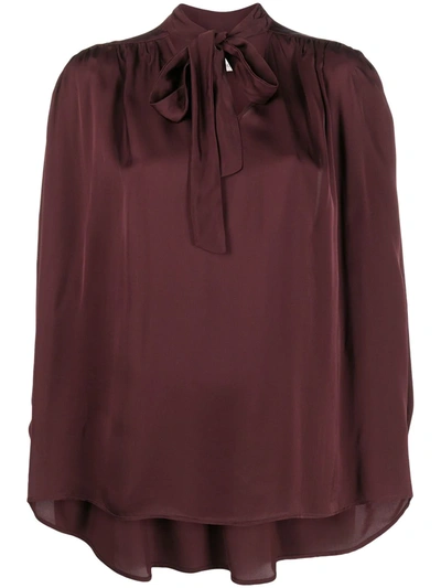 L'autre Chose Pussybow Bell-sleeve Blouse In Red