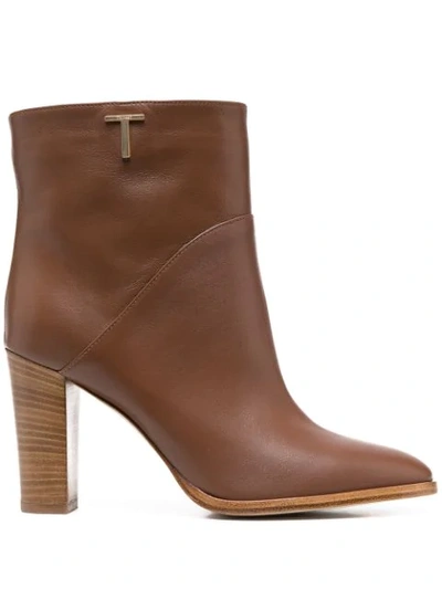 Twinset Logo-plaque Ankle Boots In Brown