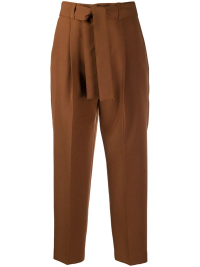 Pt01 High-waisted Tapered Trousers In Brown