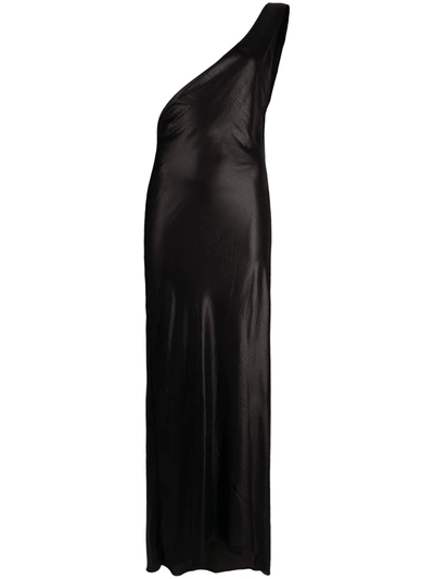 Ann Demeulemeester One-shoulder Wet-look Skirt In Black