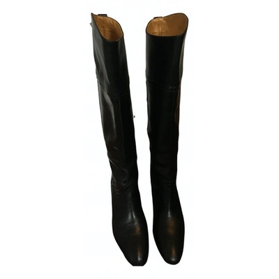 Pre-owned Hugo Boss Leather Riding Boots In Brown