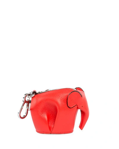 Loewe Elephant Leather Coin Case In Red