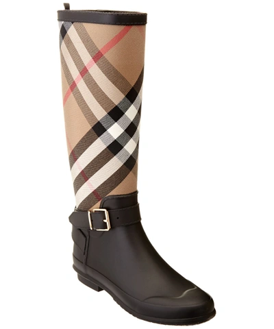 Burberry Simeon Belt Detail House Check & Rubber Rain Boot' In Black |  ModeSens