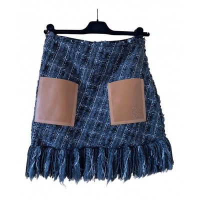 Pre-owned Loewe Tweed Skirt In Blue