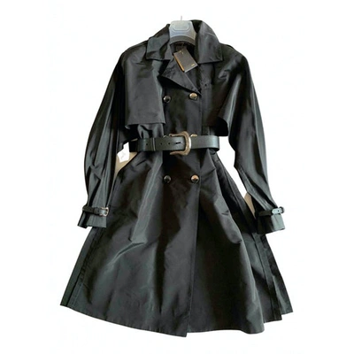 Pre-owned Fendi Silk Trench Coat In Black