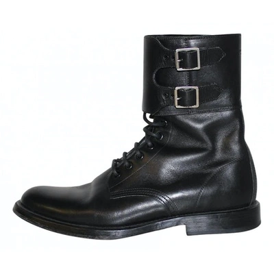 Pre-owned Saint Laurent Black Leather Boots