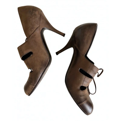 Pre-owned Ferragamo Leather Heels In Brown