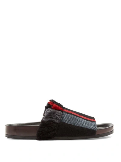 Chloé Kerenn Patterned Flat Slide Sandals, Black/charcoal