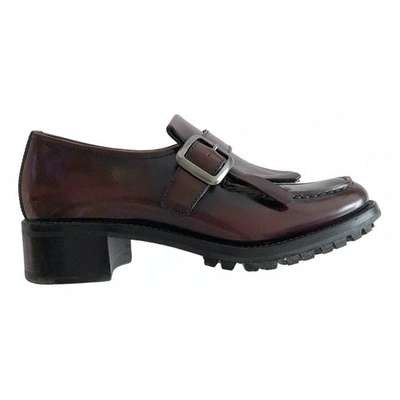 Pre-owned Church's Leather Flats In Burgundy