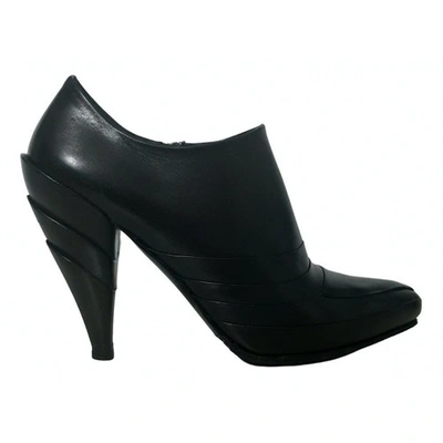 Pre-owned Miu Miu Leather Ankle Boots In Black