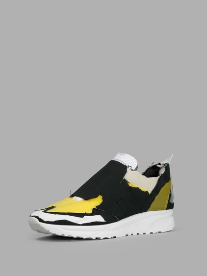 Maison Margiela Black&yellow Fabric Mix Deconstruct Sneakers In  Black/yellow | ModeSens