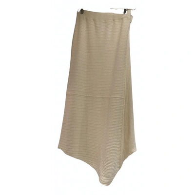 Pre-owned Jw Anderson Linen Maxi Skirt In White