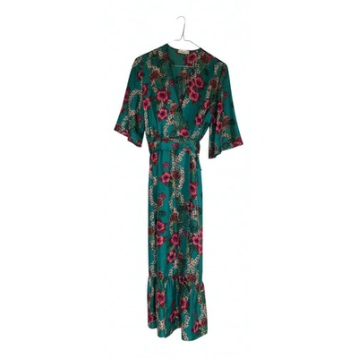 Pre-owned Sandro Silk Mid-length Dress In Turquoise