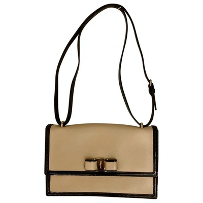 Pre-owned Ferragamo Vara Leather Handbag In Beige