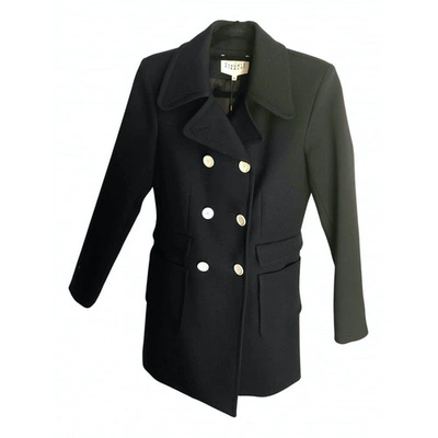 Pre-owned Claudie Pierlot Wool Coat In Navy