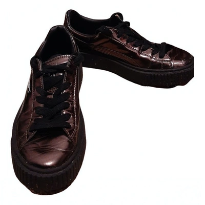 Pre-owned Puma Patent Leather Trainers In Brown