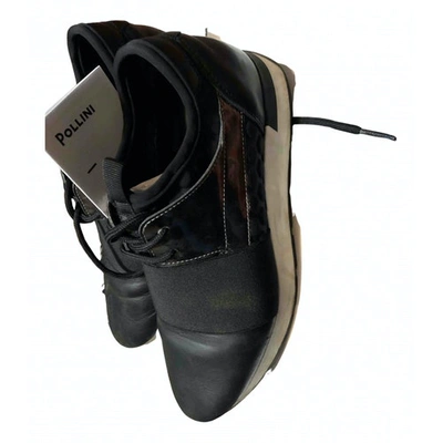 Pre-owned Pollini Leather Trainers In Black