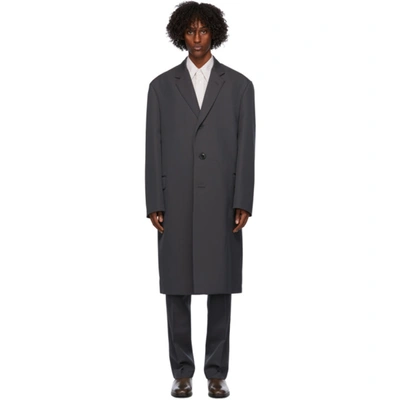 Lemaire Grey Suit Coat In 968 Dark Gr