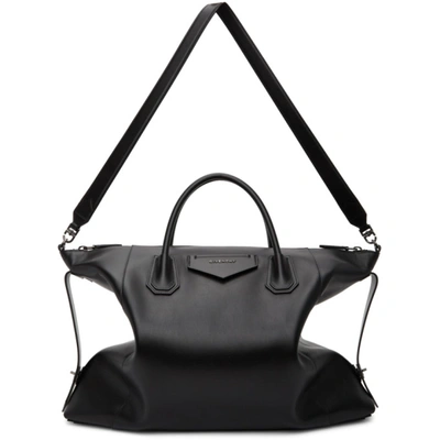 Givenchy Leather Duffle Bag W/ Logo Detail In 001-black