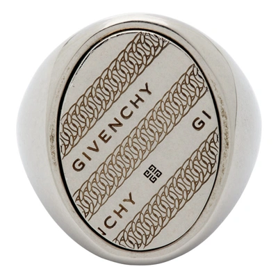 Givenchy Silver Chain Chevalier Ring In 723-antic S