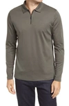 Robert Barakett Georgia Long Sleeve Zip Polo In Soldier Green