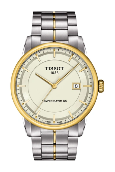 Tissot Luxury Powermatic 80 Two-tone Bracelet Watch, 41mm In Black/ Black/ Silver