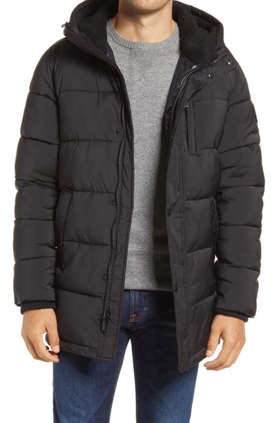 Vince Camuto Water Resistant Quilted Stretch Parka In Black