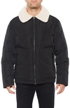 Vince Camuto Quilted Coat With Fleece Collar In Black