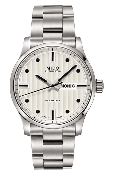 Mido Multifort Automatic Bracelet Watch, 42mm In Silver/ White