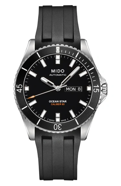 Mido Ocean Star 200 Automatic Rubber Strap Watch, 42.5mm In Silver/ Black