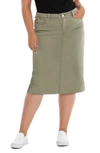 Slink Jeans Stretch Cotton Denim Skirt In Green