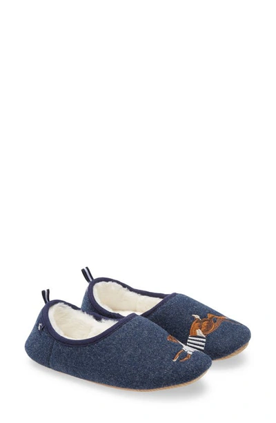 Joules Slippet Faux Fur Lined Slipper In Navy Hare