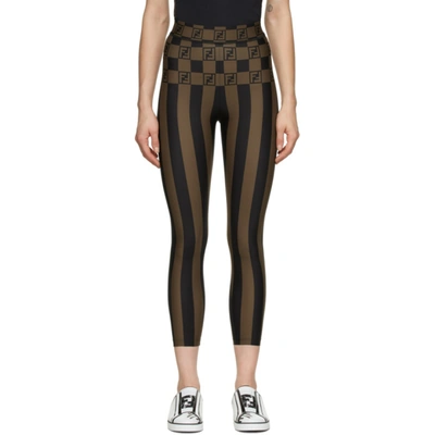 Fendi Ff Stripe Crop Leggings In F13iz Tobac