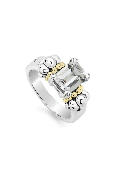Lagos Glacier 18x13mm Gemstone Two-tone Ring In Silver