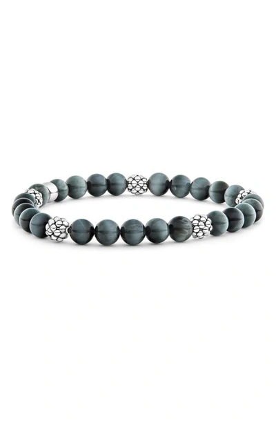 Lagos Signature Caviar Stone Beaded Stretch Bracelet In Eagle Eye