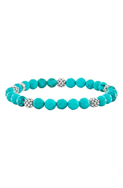 Lagos Signature Caviar Stone Beaded Stretch Bracelet In Turquoise