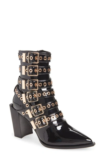 Jeffrey Campbell Ignatius Pointed Toe Bootie In Black Patent