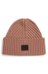 Allsaints Travelling Ribbed Beanie In Sorrel Pink