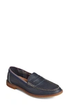 Sperry Seaport Penny Loafer In Navy Tumbled Leather