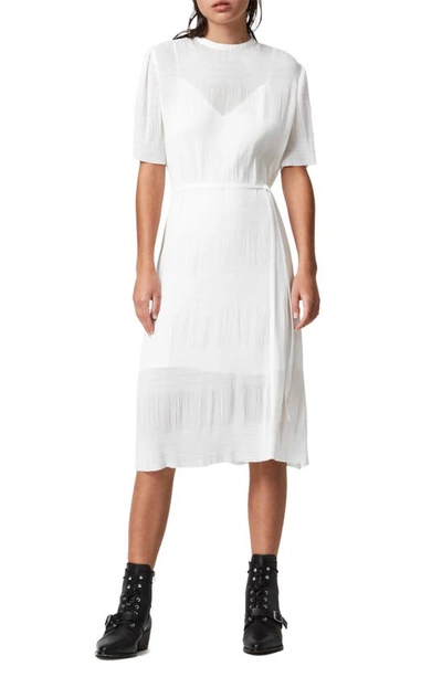 Allsaints Kano Short Sleeve A-line Dress In Chalk White