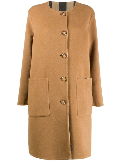 Burberry Tisbury Reversible Virgin Wool Blend Coat In Mid Camel