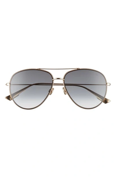Dior Society 3 57mm Gradient Aviator Sunglasses In Gold/ Dark Grey Gradient