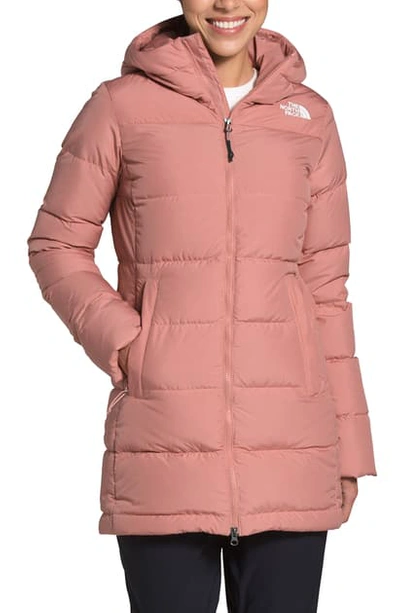 The North Face Gotham 550 Fill Power Down Hooded Parka In Pink Clay