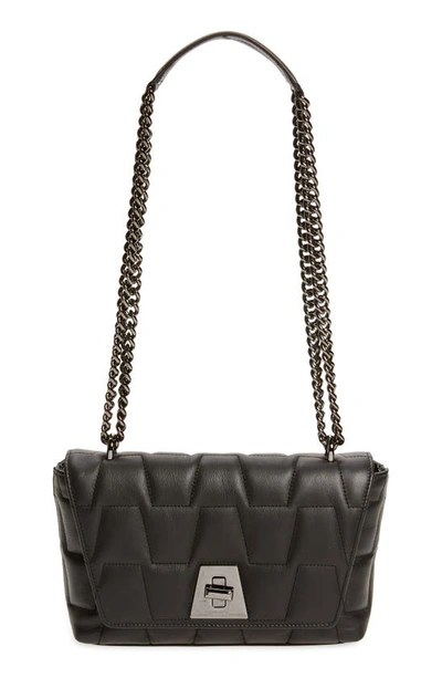 Akris Small Anouk Quilted Trapezoid Leather Shoulder Bag In Black