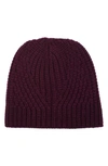 Rebecca Minkoff Traveling Rib Beanie In Eggplant