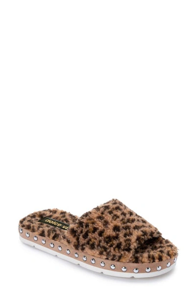 Dolce Vita Women's Mochi Studded Plush Slippers In Leopard Plush