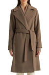 Ralph Lauren Wool Blend Wrap Coat In Melange Taupe