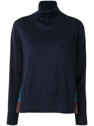 Sacai Pleat-back Jumper In Blue