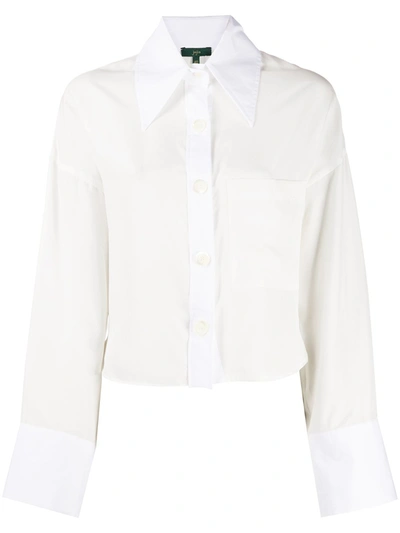 Jejia Button Up Contrasting Cuffs Shirt In White