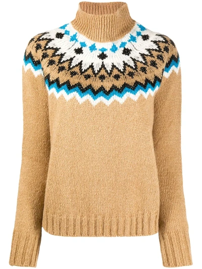 Ermanno Ermanno Beaded Intarsia-knit Jumper In Neutrals